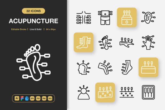Acupuncture Icons for Creative Crafts