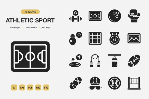 Athletic Sport Solid Icons: Graphics and Icons for Digital Sellers