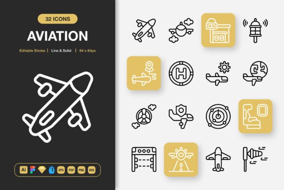 Aviation Icons: Graphics for Modern Design