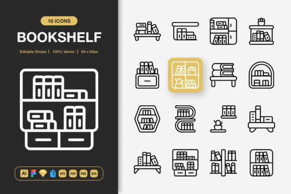 Bookshelf Icons: A Modern Graphic Design Asset for Local Business Branding