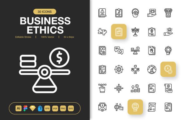 Business Ethics Icons: Graphics for Modern Design