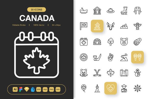 Canada Icons: A Minimalist Graphic Design Asset for Commercial Projects