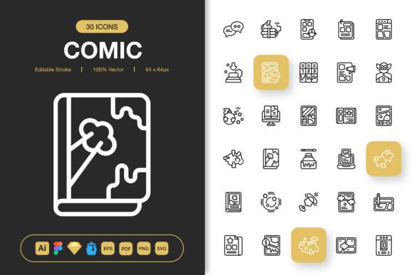 Comic Icons: Graphic Design Asset