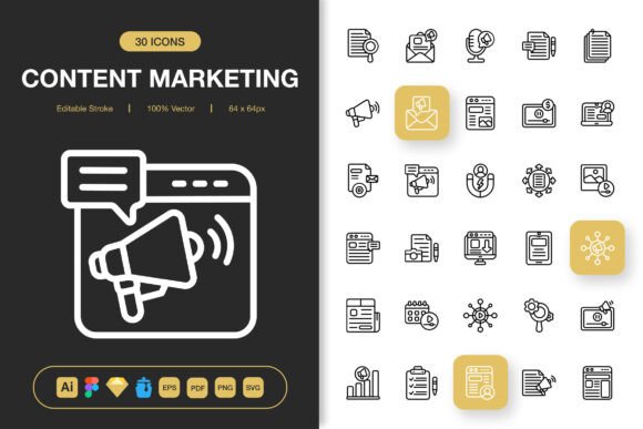 Content Marketing Icons: Graphics and Icons for Digital Sellers
