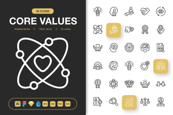 Core Values Icons: Graphics and Icons for Real Projects