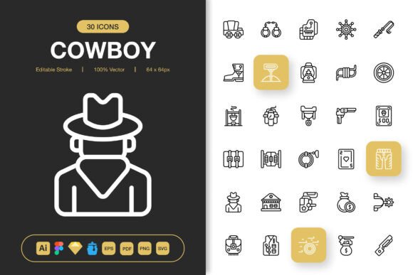 Cowboy Icons: Graphics and Icons for Creative Sellers
