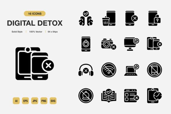 Digital Detox Solid Icons for Crafters