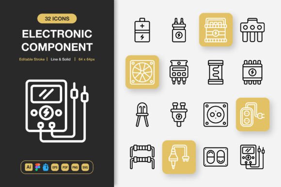 Electronic Component Icons: Graphics and Icons for Modern Design