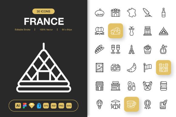 France Icons: A Modern Graphic Design Asset for Creative Marketers