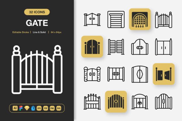 Gate Icons: A Minimalist Embroidery Design for Real Projects