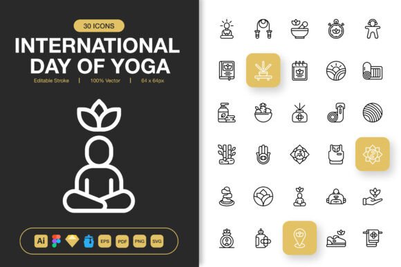 International Day of Yoga Icons: A Modern Graphic Design Asset for Local Businesses