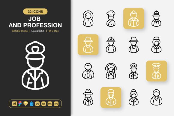 Job and Profession Icons for Graphics and Branding