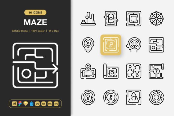 Maze Icons: A Modern Graphic Design Asset for Content Creators