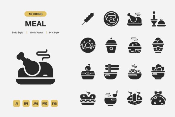Meal Solid Icons: Graphics for Modern Design