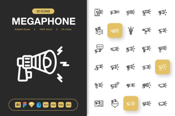 Megaphone Icons: A Graphic Design Asset for Modern Local Business Branding