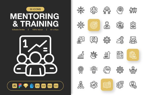 Mentoring and Training Icons for Graphics and Branding