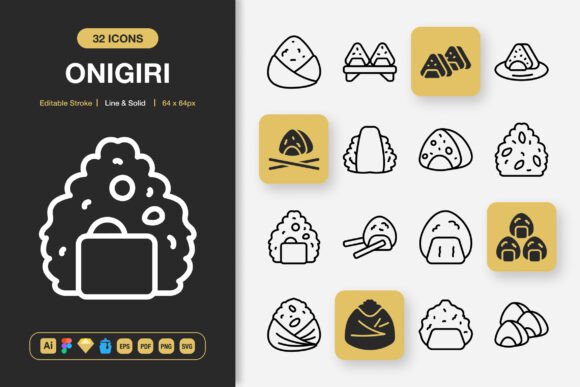 Onigiri Icons: A Minimalist Graphic Design Asset for Crafters