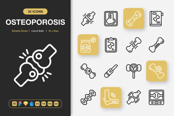 Osteoporosis Icons: Graphics and Icons for Real Projects