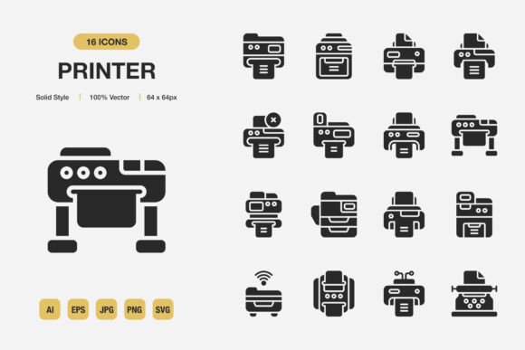 Printer Solid Icons: Graphics & Icons for Modern Design