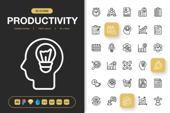 Productivity Icons: Graphics for Modern Design