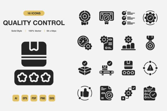 Quality Control Solid Icons: Graphics and Icons for Real Projects