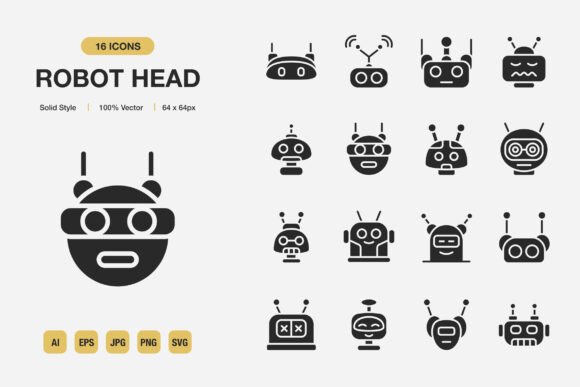 Robot Head Solid Icons Review