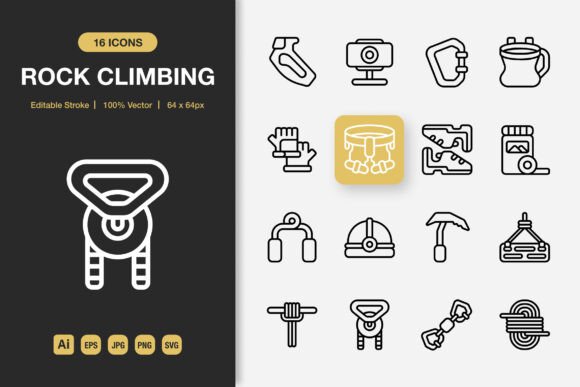 Rock Climbing Outline Icons: Graphics and Icons for Modern Design