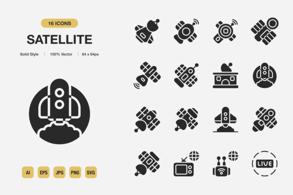 Satellite Solid Icons: Graphics and Icons for Modern Design