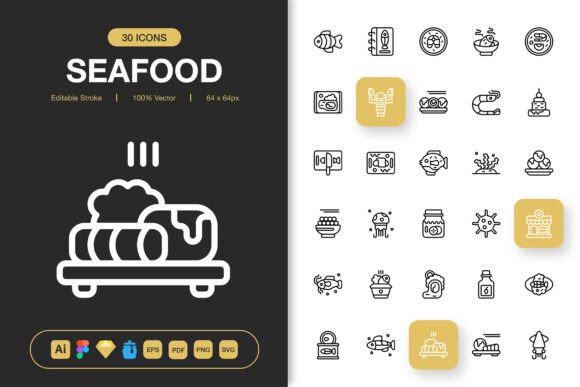 Seafood Icons for Creative Crafting