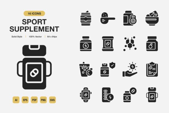 Sport Supplement Solid Icons Graphics