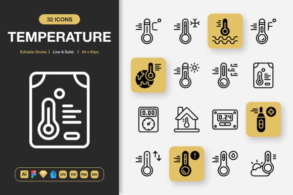 Temperature Icons: A Minimalist Graphic Design Asset for Digital Sellers