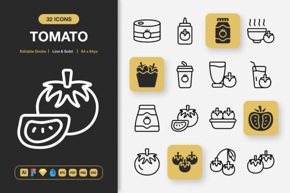 Tomato Icons: A Minimalist Graphic Design Asset for Creative Projects