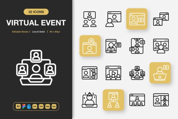 Virtual Event Icons: Graphics for Modern Design