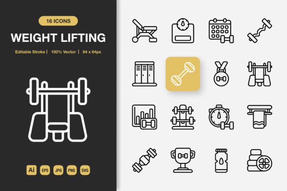 Weight Lifting Outline Icons: Graphics and Icons for Modern Design