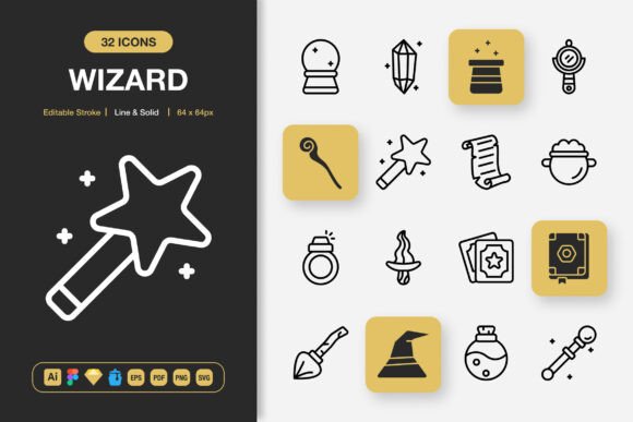 Wizard Icons: A Modern Graphic Design Asset for Branding and Marketing